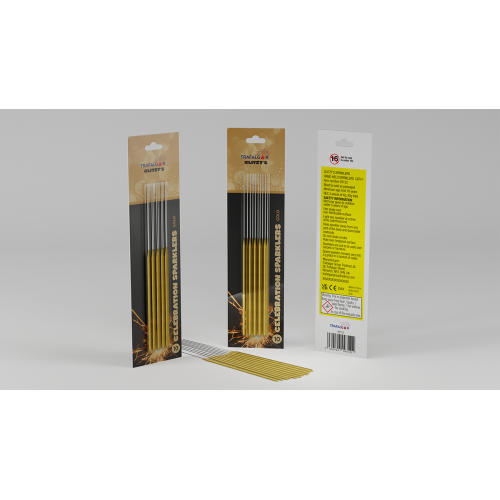 Trafalgar - 10 x Gold Sparklers With Gold Sparkle (18cm Long) Category F1 Safety