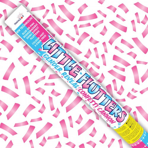 Trafalgar - Little Flutters 50cm Gender Reveal Confetti Cannon Pink (Pack of 1)