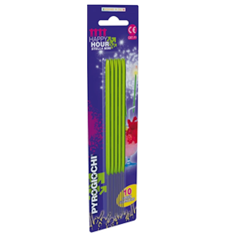 Pyrogiochi - 10 x Green Sparklers With Gold Sparkle (15.5cm Long) Category F1 Safety-addcolours.co.uk