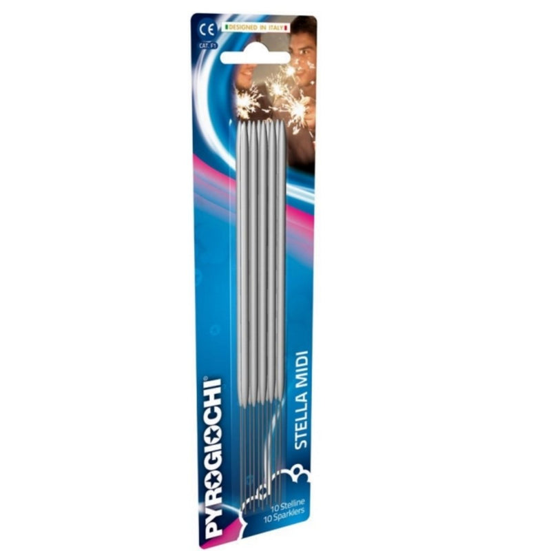 Pyrogiochi - 10 x Indoor Hand Held Sparklers With Gold Sparkle (18cm Long) Category F1 Safety-addcolours.co.uk