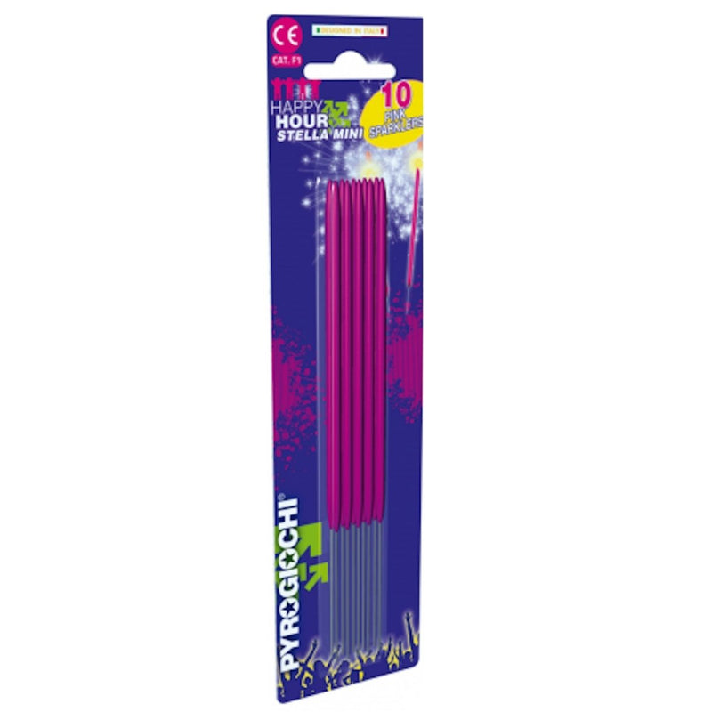 Pyrogiochi - 10 x Pink Sparklers With Gold Sparkle (15.5cm Long) Category F1 Safety-addcolours.co.uk