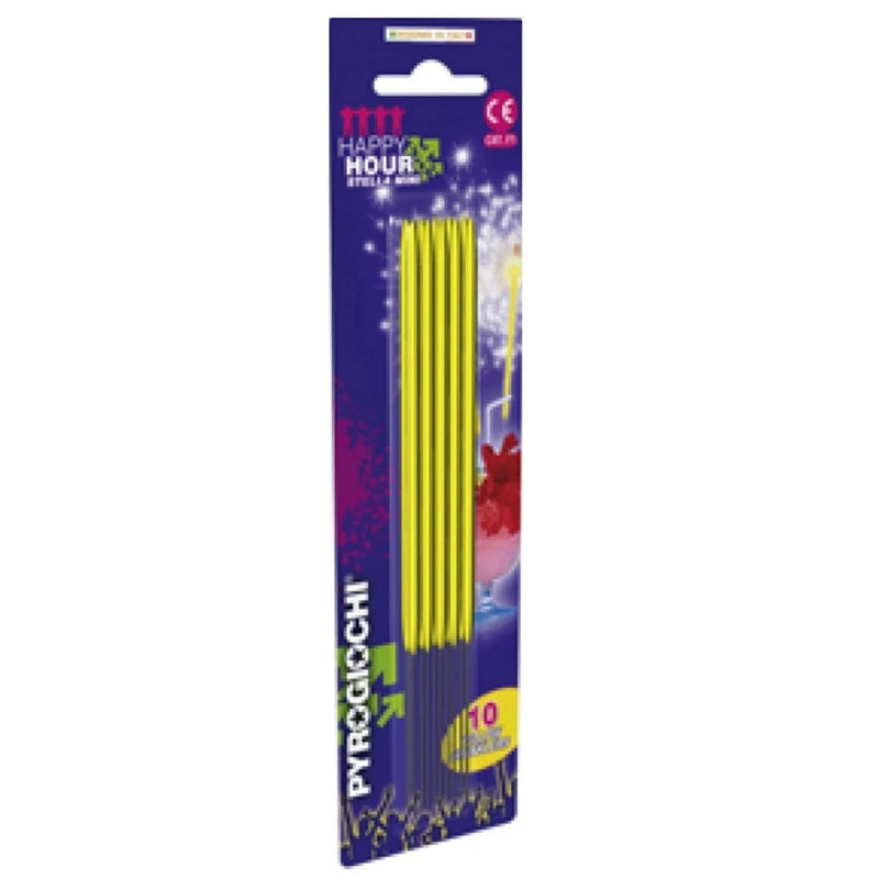 Pyrogiochi - 10 x Yellow Sparklers With Gold Sparkle (15.5cm Long) Category F1 Safety-addcolours.co.uk