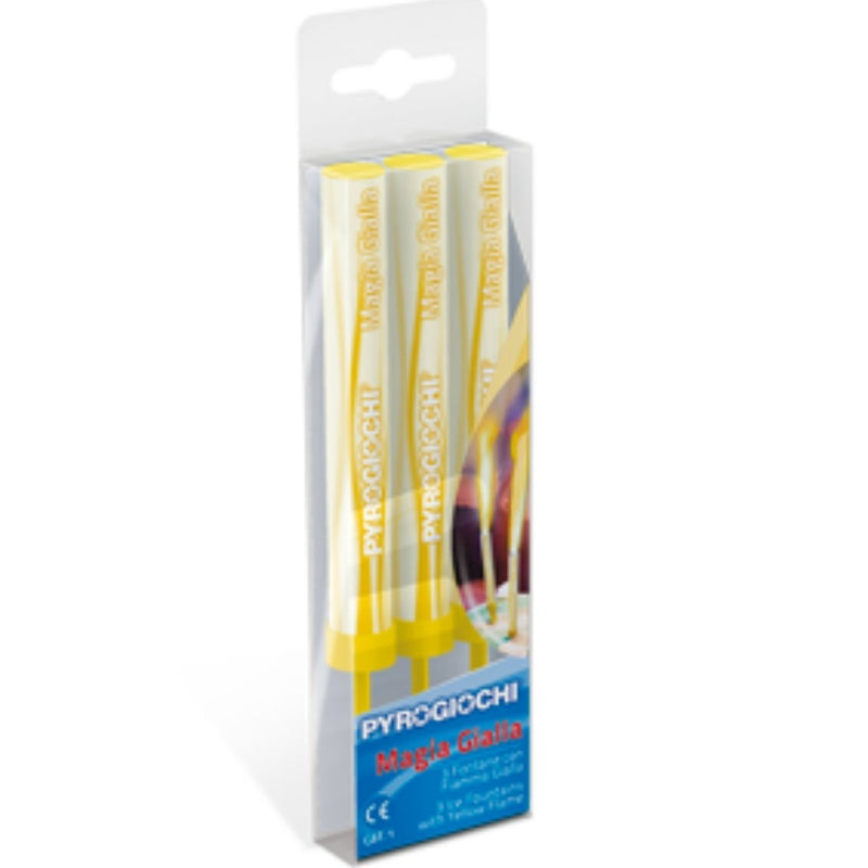 Pyrogiochi - 3 x Yellow Hand Held Ice Fountain Sparklers With Yellow Effect Category F1 Safety-addcolours.co.uk
