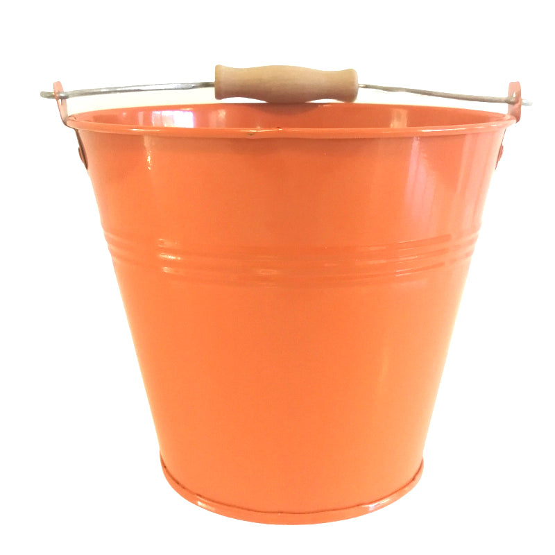 Unbranded - Orange Metal Tin Bucket With Handle 15cm Diameter-addcolours.co.uk