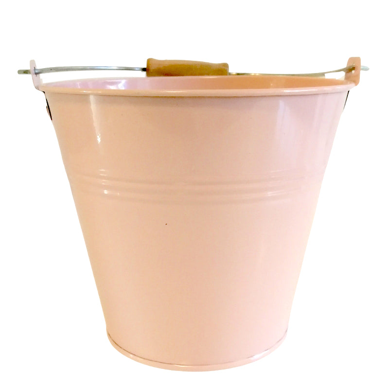 Unbranded - Pink Metal Tin Bucket With Handle 15cm Diameter-addcolours.co.uk