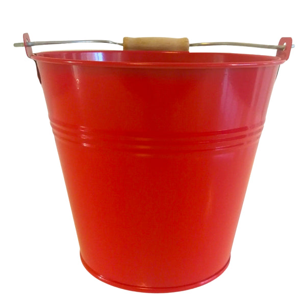 Unbranded Red Metal Tin Bucket With Handle 15cm Diameter